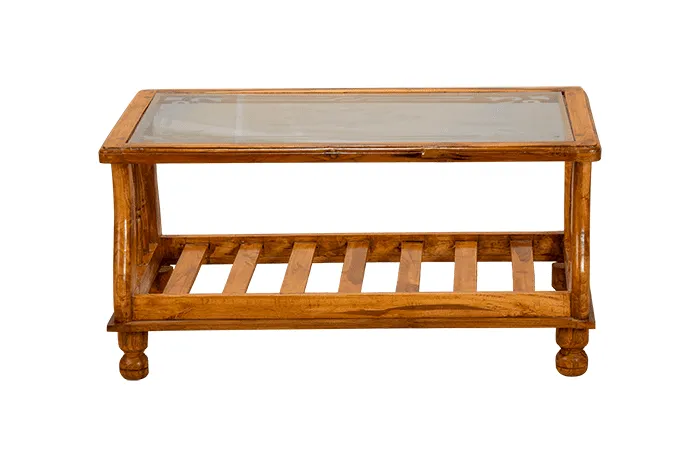 VIVDeal Glass Teak Center Table 1